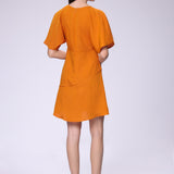 Bat Sleeve Linen Dress