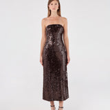 Strapless Sequin Midi Dress