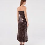 Strapless Sequin Midi Dress