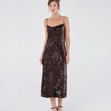 Cowl Front and Back Sequin Dress