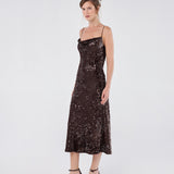 Cowl Front and Back Sequin Dress