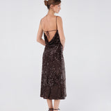 Cowl Front and Back Sequin Dress