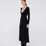 Twisted Long Sleeve Midi Dress