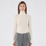 Ribbed Wool Turtleneck Sweater