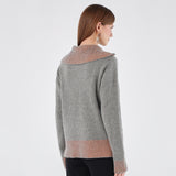 Double Color Zip-Up Alpaca Sweater